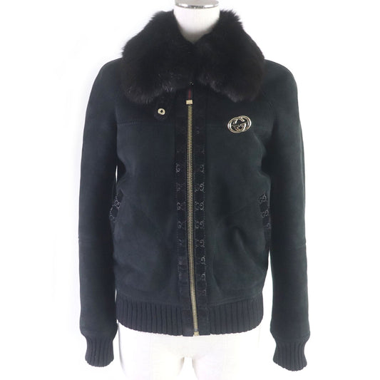 Gucci Lamb Leather Fox Fur Jacket Black 40
