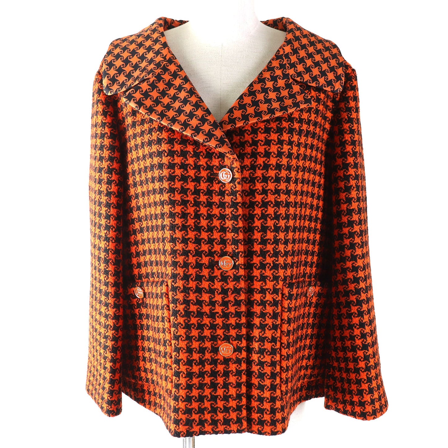 GUCCI Wool Nylon Silk Jacket Orange Black 42