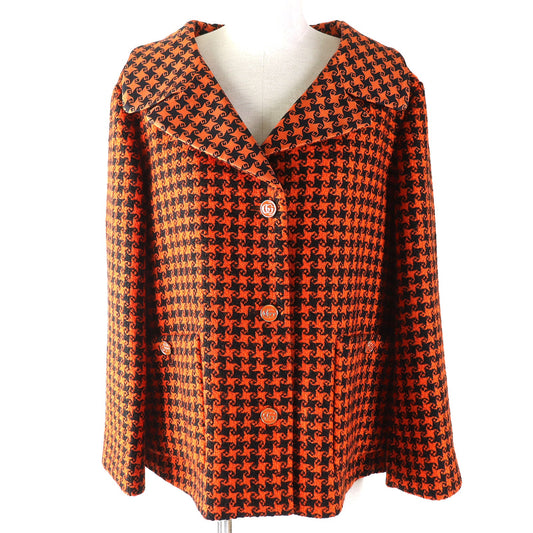 GUCCI Wool Nylon Silk Jacket Orange Black 42
