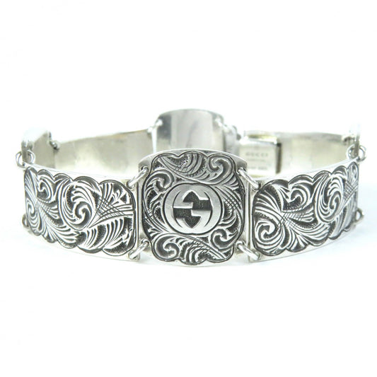 GUCCI Silver Arabesque Interlocking G Bracelet