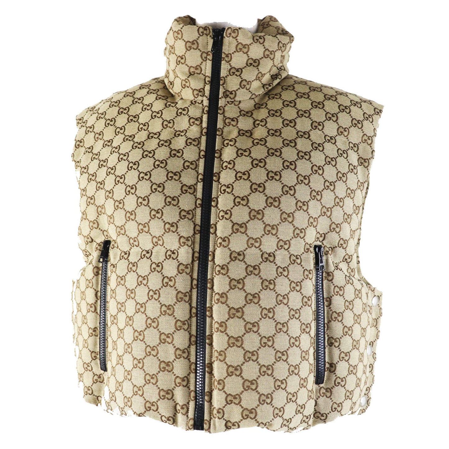 Gucci GG Pattern Hooded Zip-Up Padded Vest XS