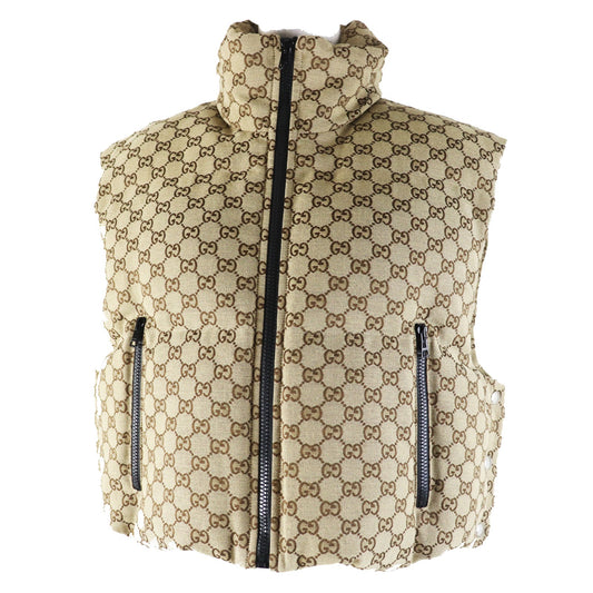 Gucci GG Pattern Hooded Zip-Up Padded Vest XS