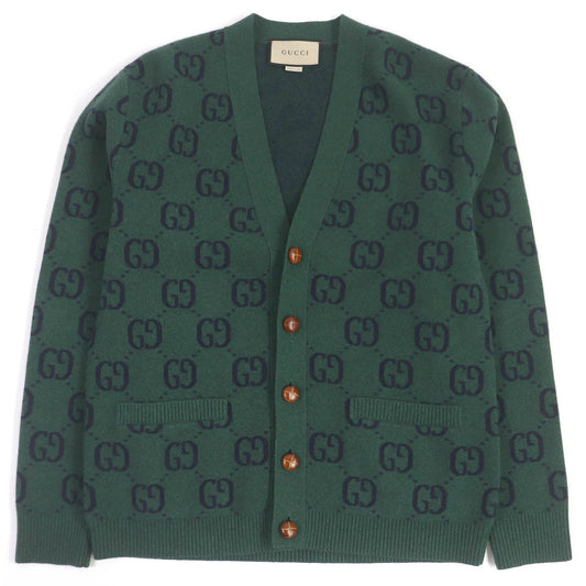 Gucci Wool GG Jacquard Cardigan XS Green