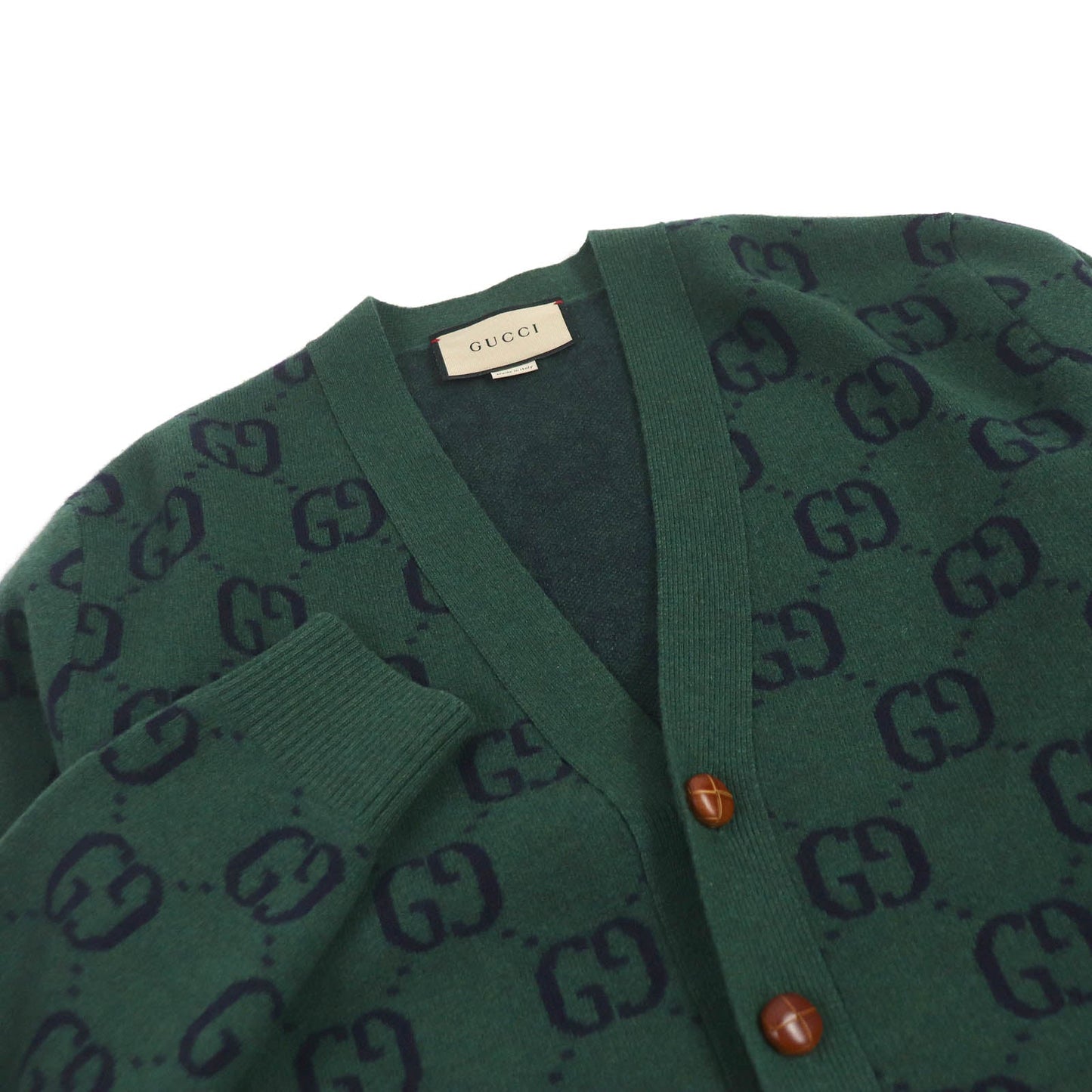 Gucci Wool GG Jacquard Cardigan XS Green