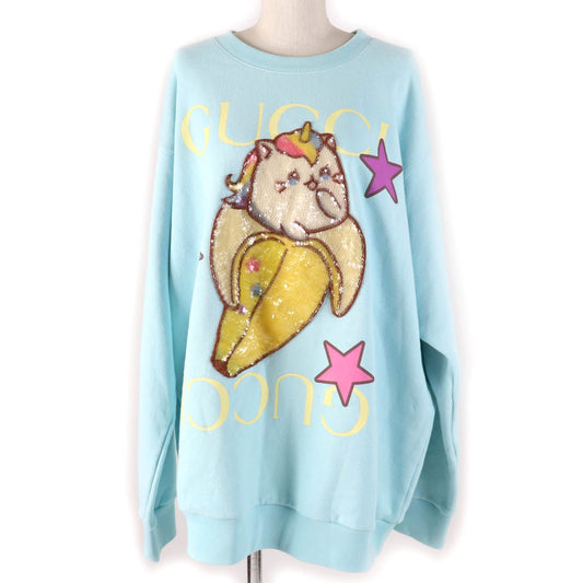 GUCCI Bananya Sequin Sweatshirt Light Blue XL