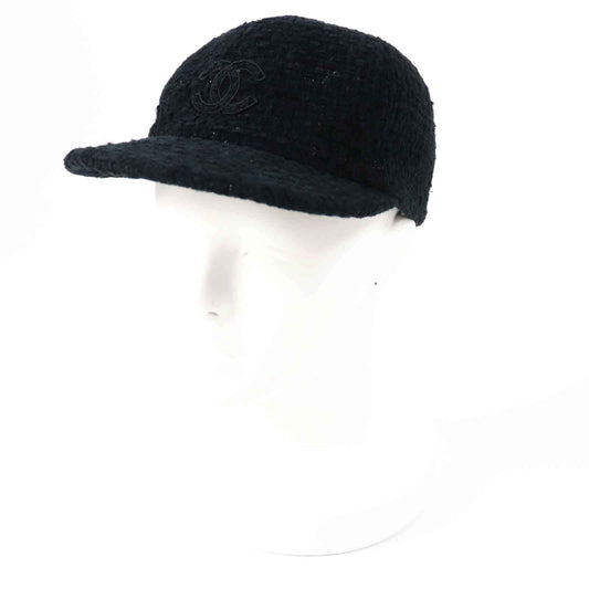 Chanel COCO Mark Tweed Cap Black M