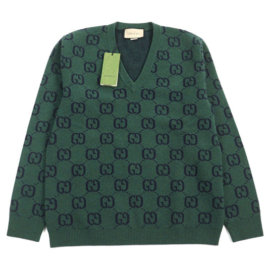 Gucci Wool GG Jacquard V-Neck Sweater M