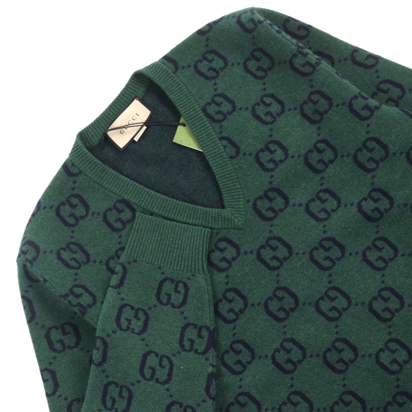 Gucci Wool GG Jacquard V-Neck Sweater M