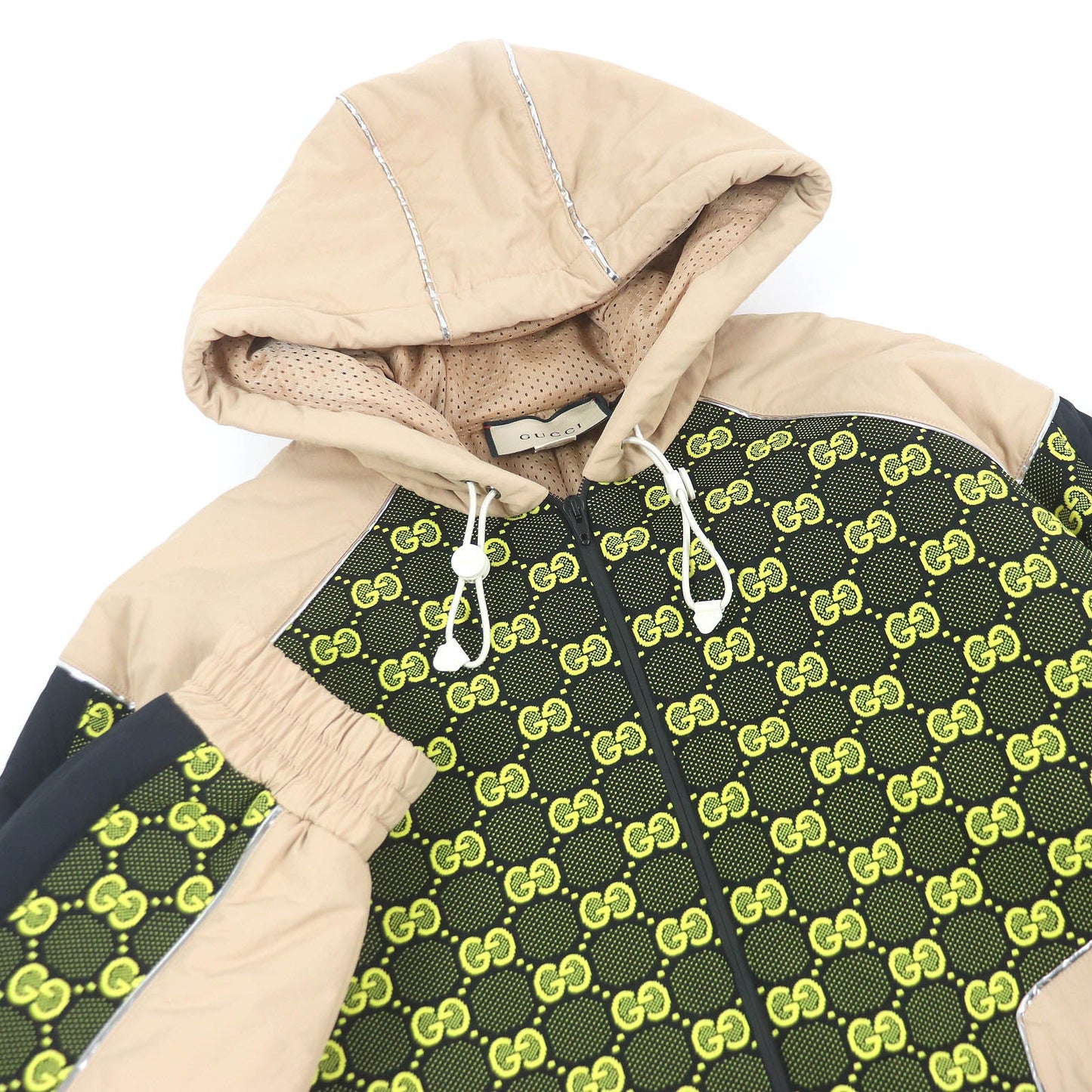 Gucci Nylon GG Zip Hoodie Jacket Beige M