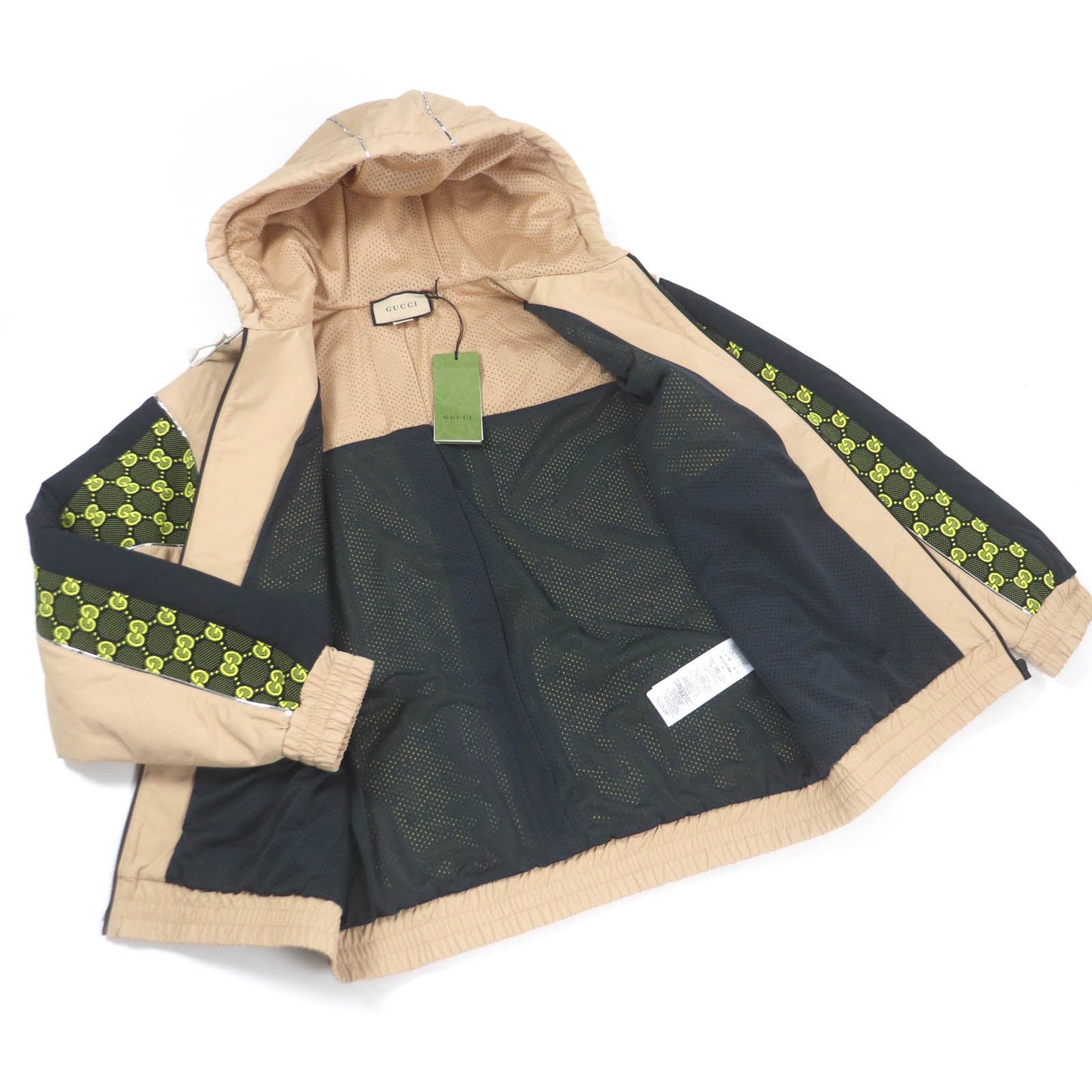 Gucci Nylon GG Zip Hoodie Jacket Beige M