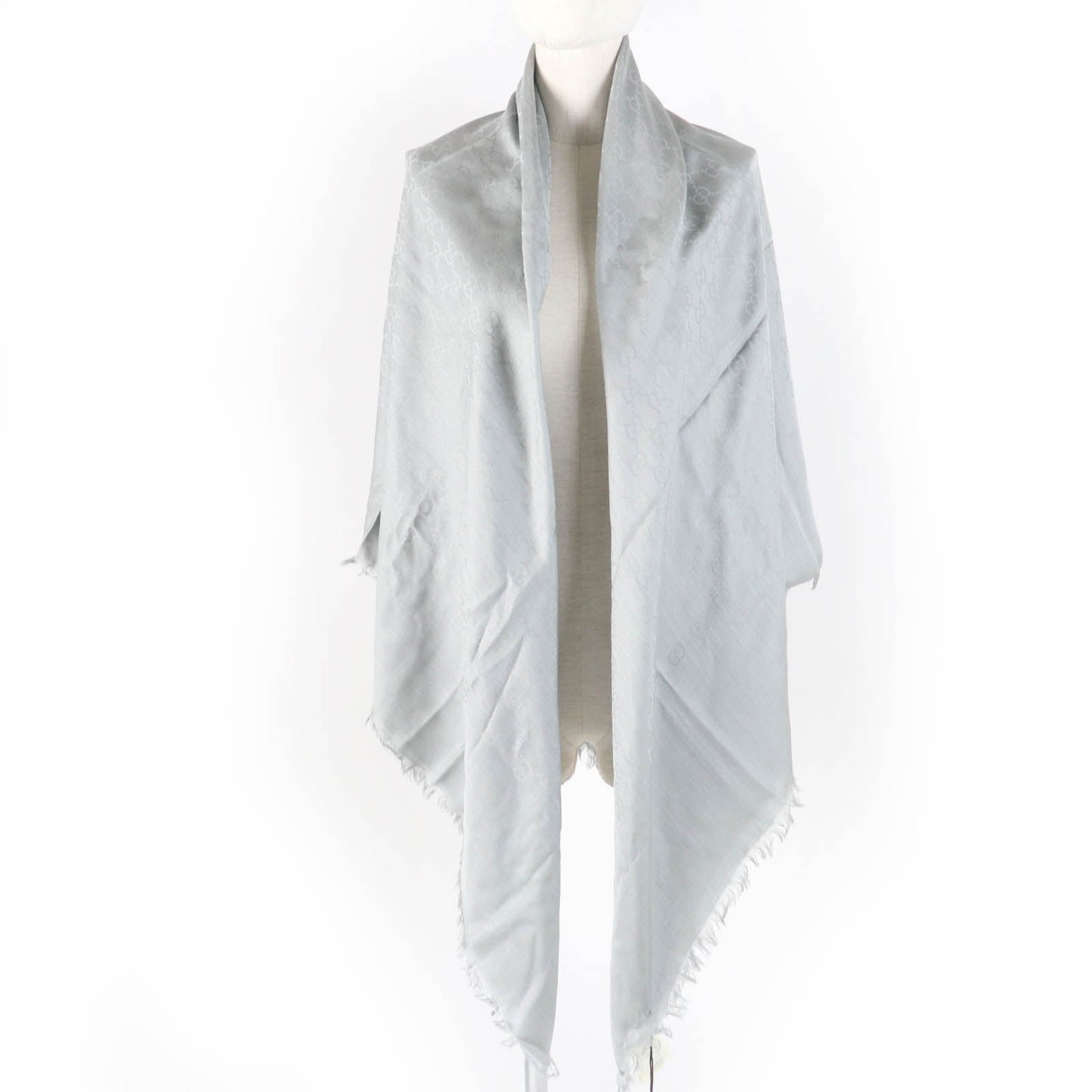 Gucci Large GG Wool Silk Scarf with Fringe