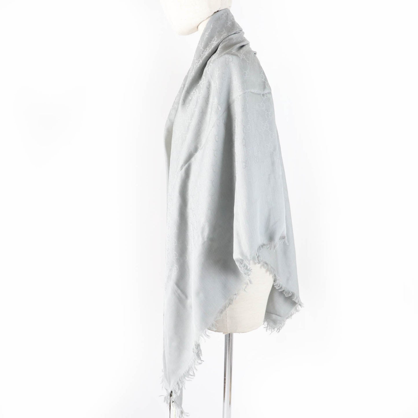 Gucci Large GG Wool Silk Scarf with Fringe