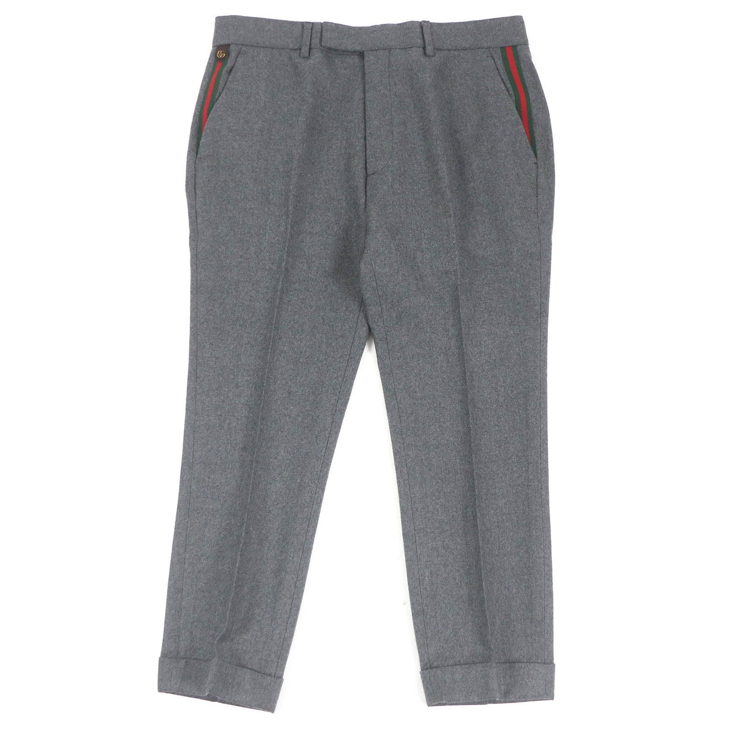 GUCCI Wool Cowhide Slacks Gray 50 Italy