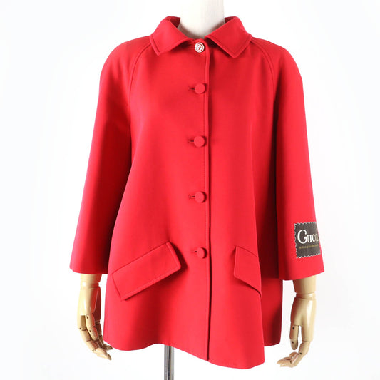 Gucci Silk Wool Half Coat Jacket Red