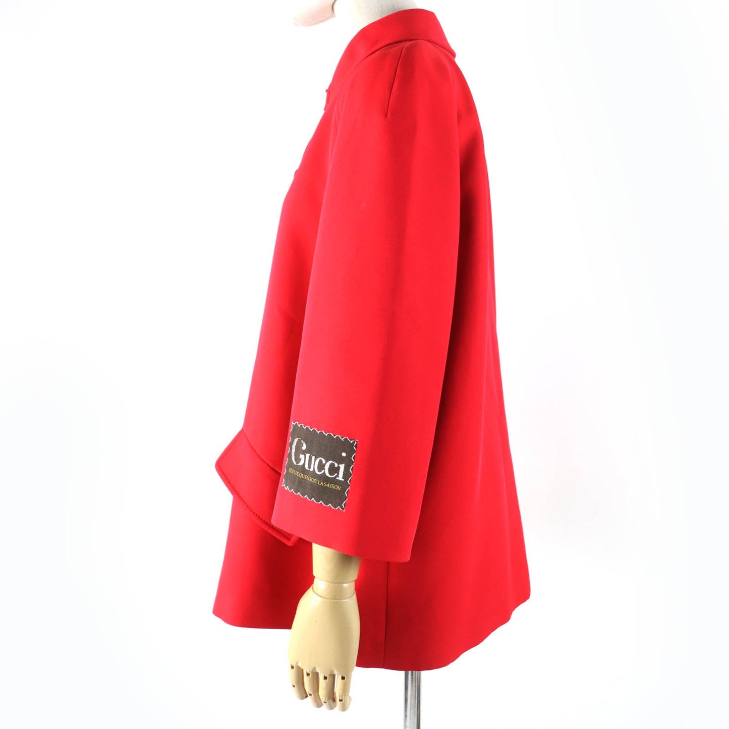 Gucci Silk Wool Half Coat Jacket Red