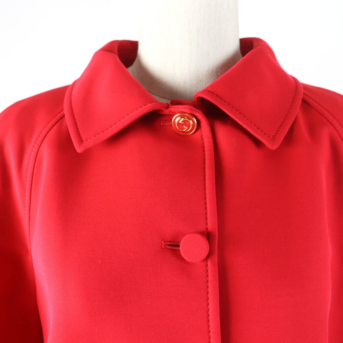 Gucci Silk Wool Half Coat Jacket Red
