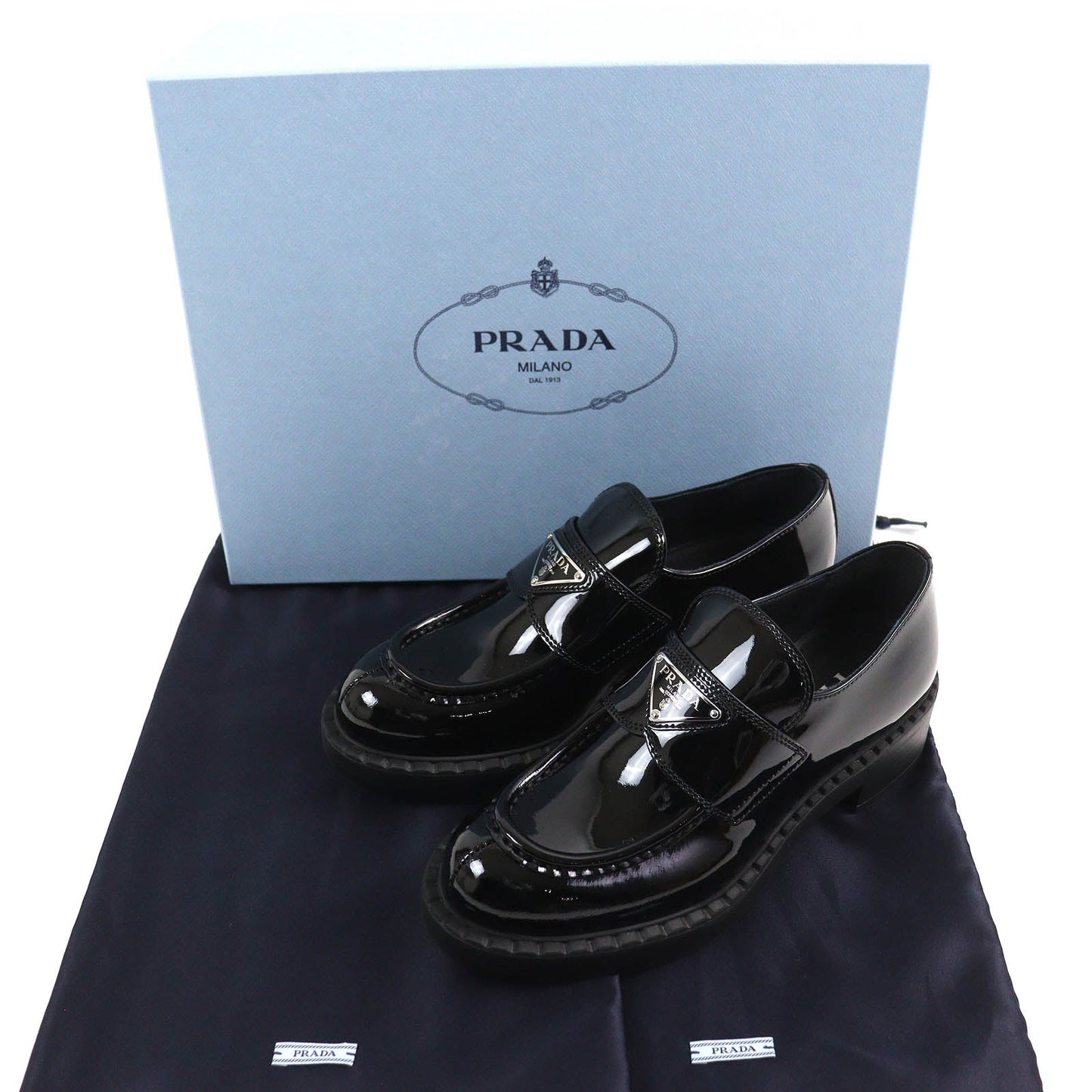 Prada Triangle logo Patent Leather Loafers
