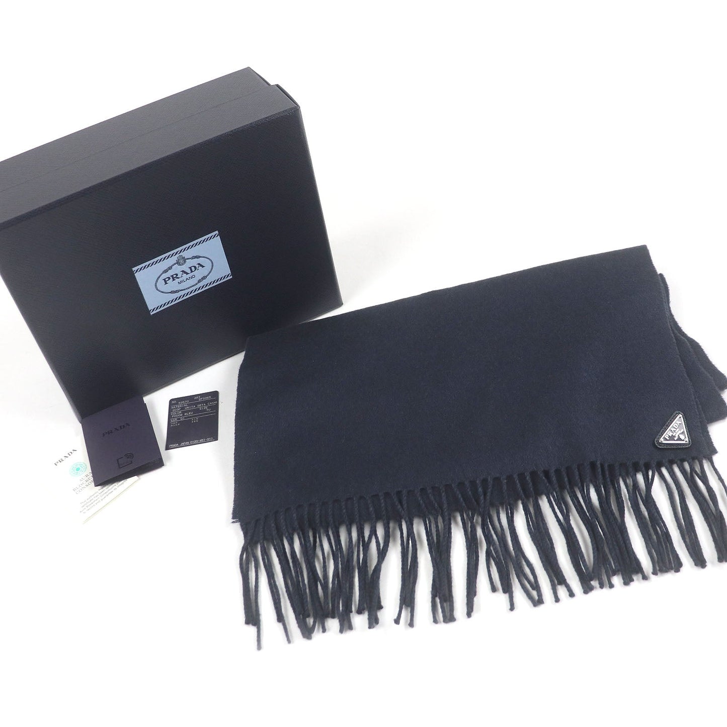 Prada Triangle Logo Fringe Scarf