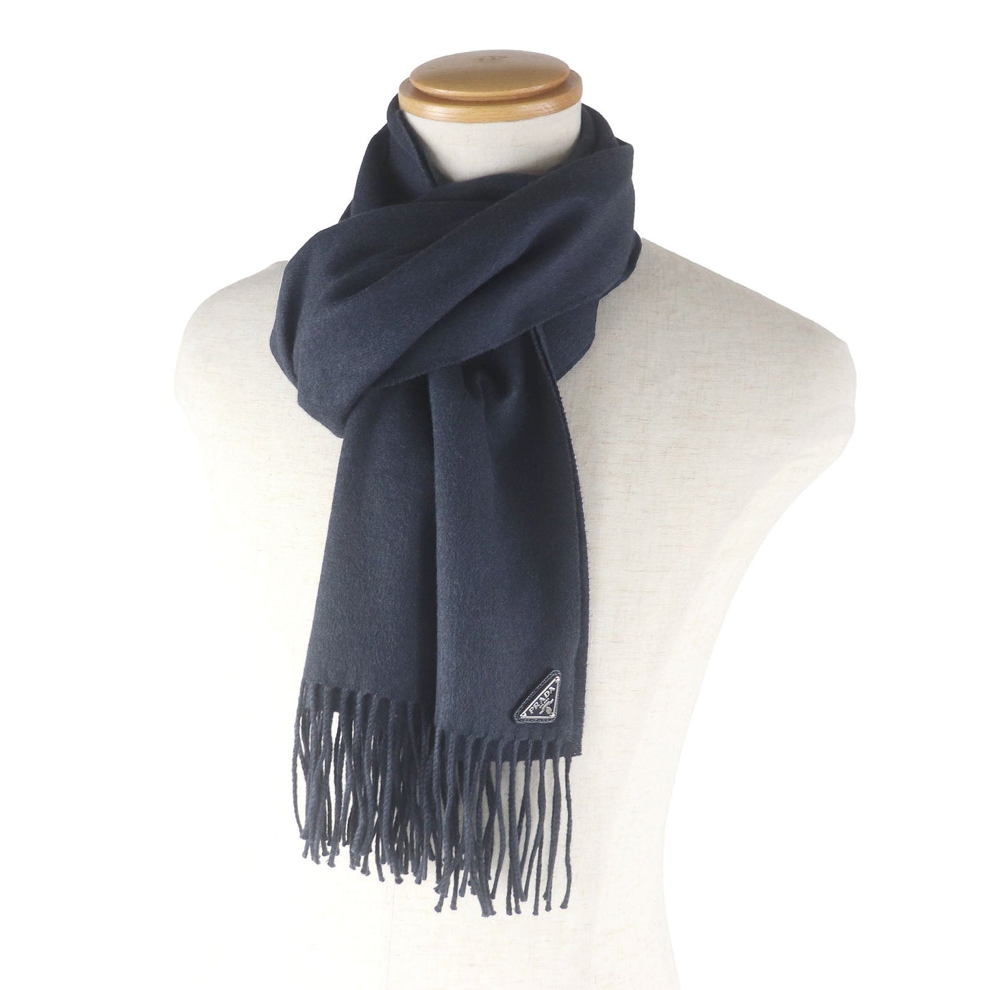 Prada Triangle Logo Fringe Scarf