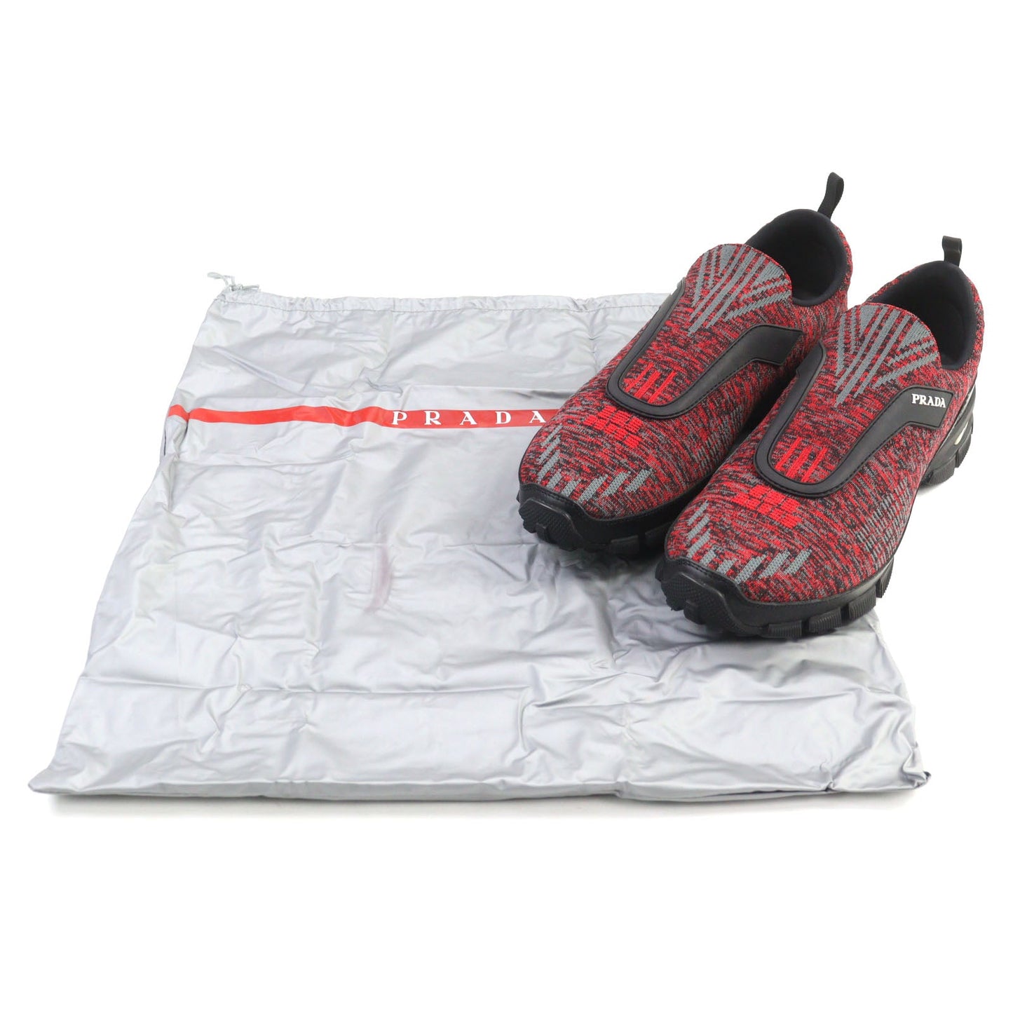 Prada Cross Action Slip-On Knit Sneakers