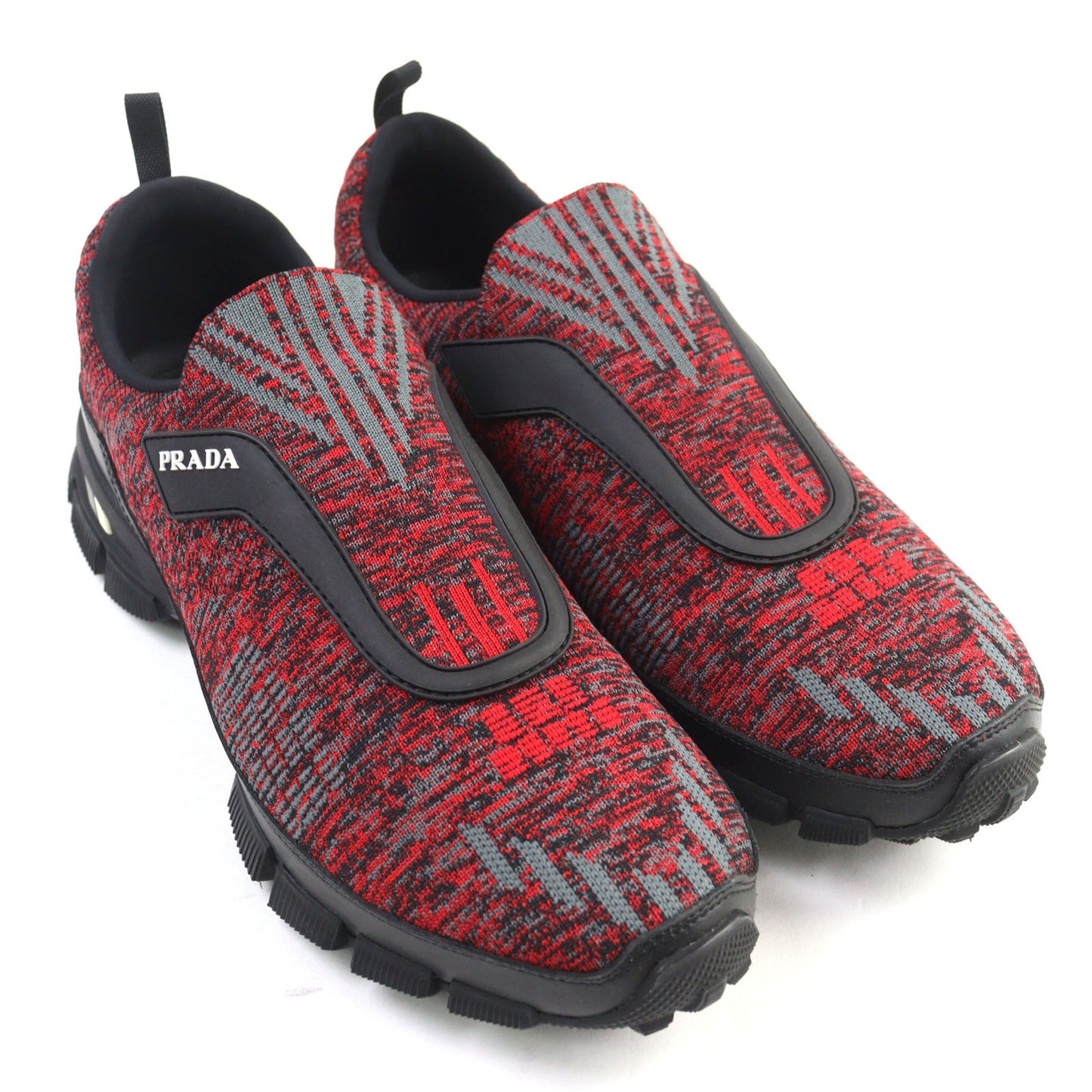 Prada Cross Action Slip-On Knit Sneakers
