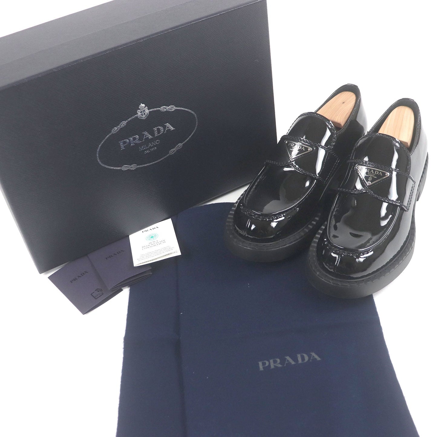 Prada Triangle Logo Patent Leather Loafers