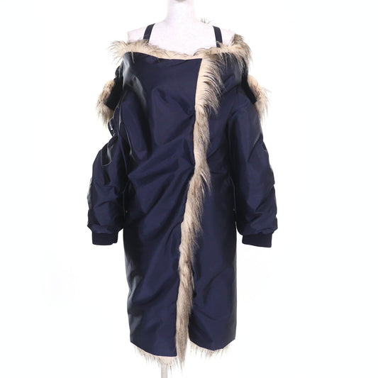 Prada Triangle logo pouch RE-NYLON Fur Hooded Coat