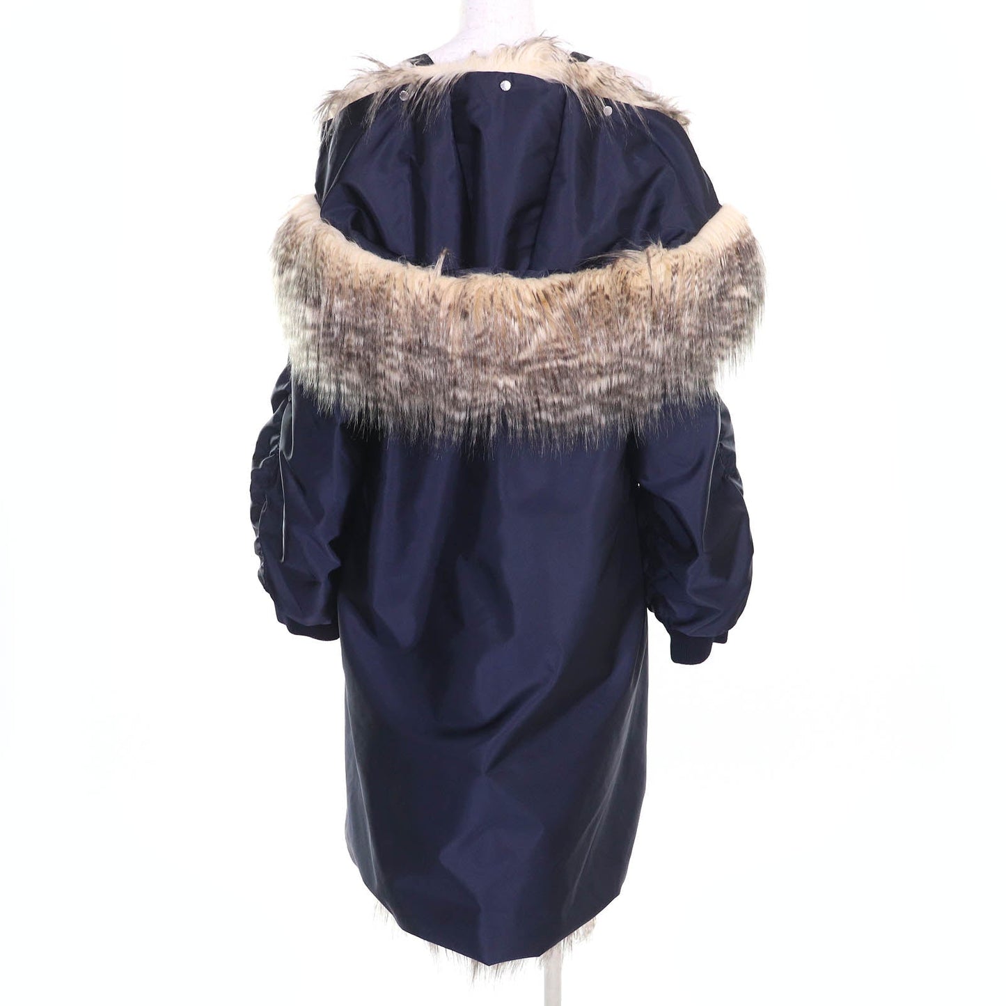 Prada Triangle logo pouch RE-NYLON Fur Hooded Coat