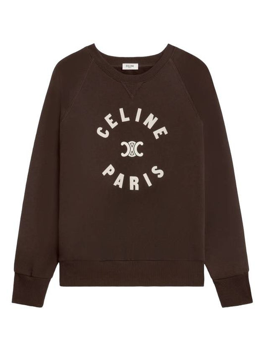 CELINE Triomphe Cotton Fleece Sweatshirt Kakao