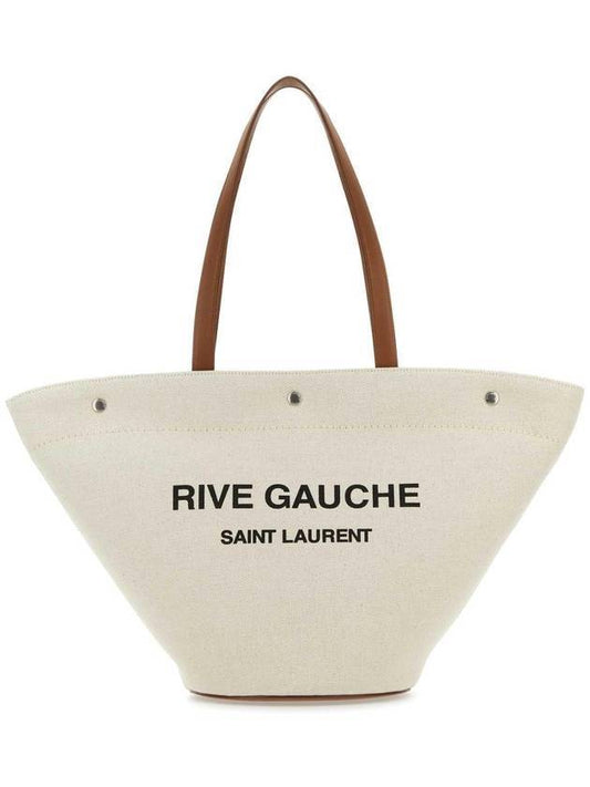 Saint Laurent Rive Gauche Canvas Tote Bag Beige
