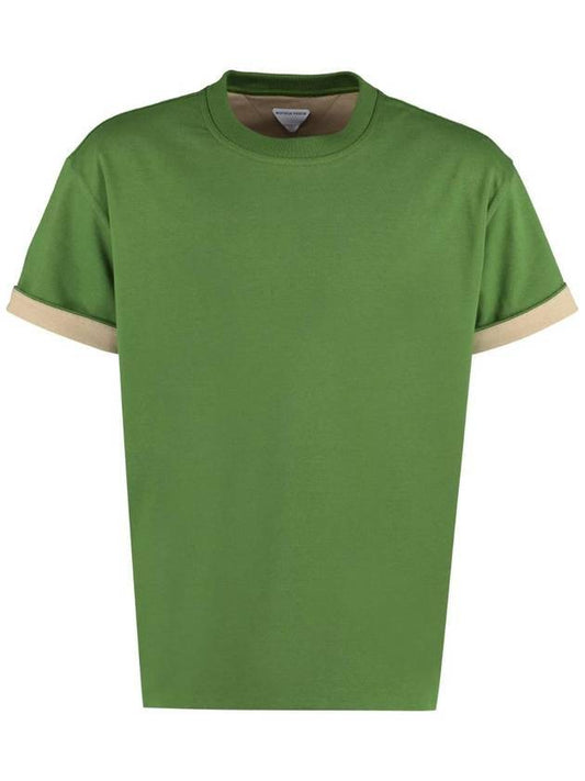 Bottega Veneta Double Layered Cotton Jersey Short Sleeve T-Shirt Green
