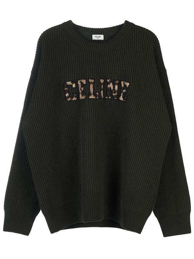 CELINE Embroided Logo Knit Top Green