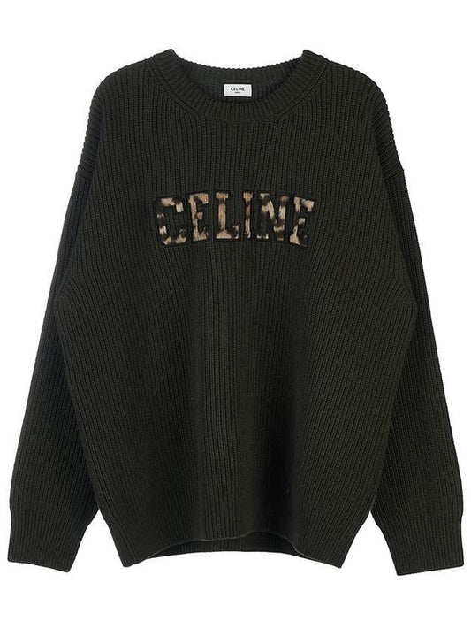 CELINE Embroided Logo Knit Top Green