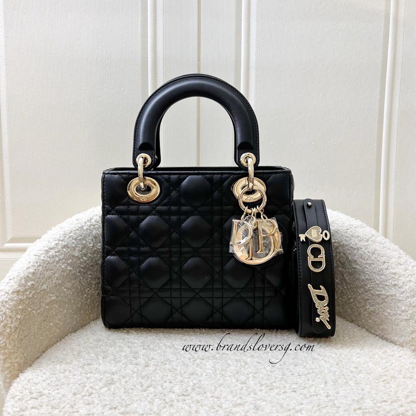 Dior Lady Dior My ABCDior Small Bag in Black Lambskin and LGHW (Model: M0538ONGE, Colour: M900)
