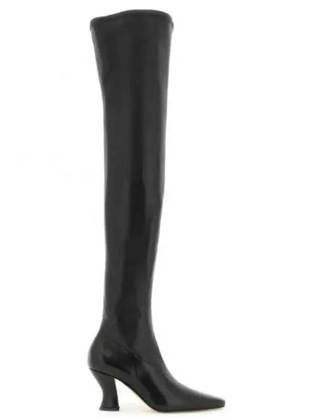Bottega Veneta Almond Nappa Leather Heel Long Boots Black