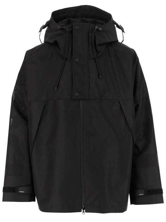 Burberry Men's Perforated Logo Zip-Up Hoodie Black