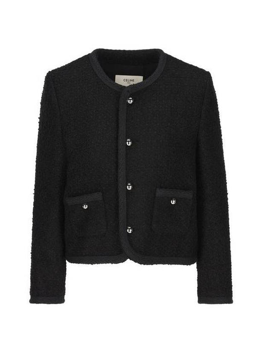 CELINE Chelsea Cashmere Bouclette Natté Jacket Black