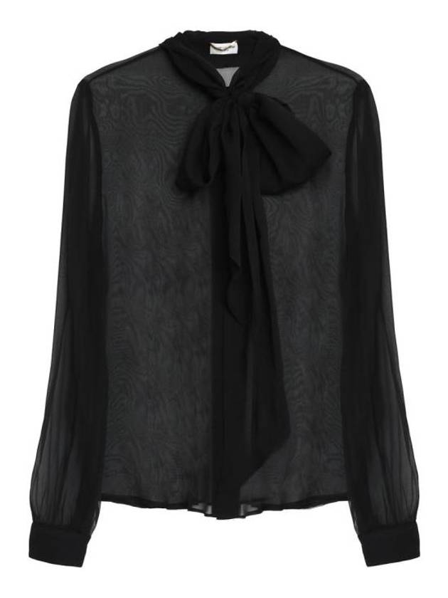 Saint Laurent Silk Muslin Crepe Blouse Black