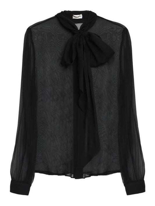 Saint Laurent Silk Muslin Crepe Blouse Black
