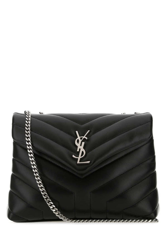 Saint Laurent Women Black Leather Small Loulou Shoulder Bag