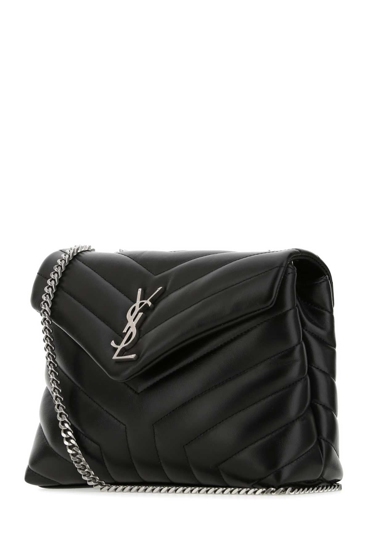 Saint Laurent Women Black Leather Small Loulou Shoulder Bag