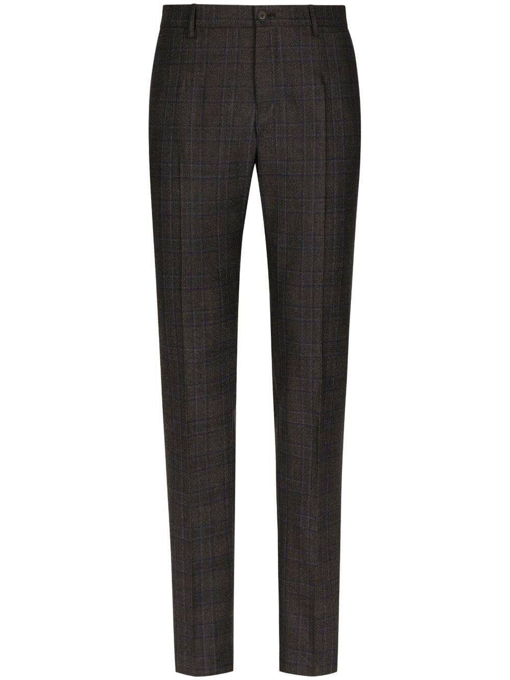 Dolce & Gabbana Men Prince Of Wales Patterned Wool Tailored Trousers