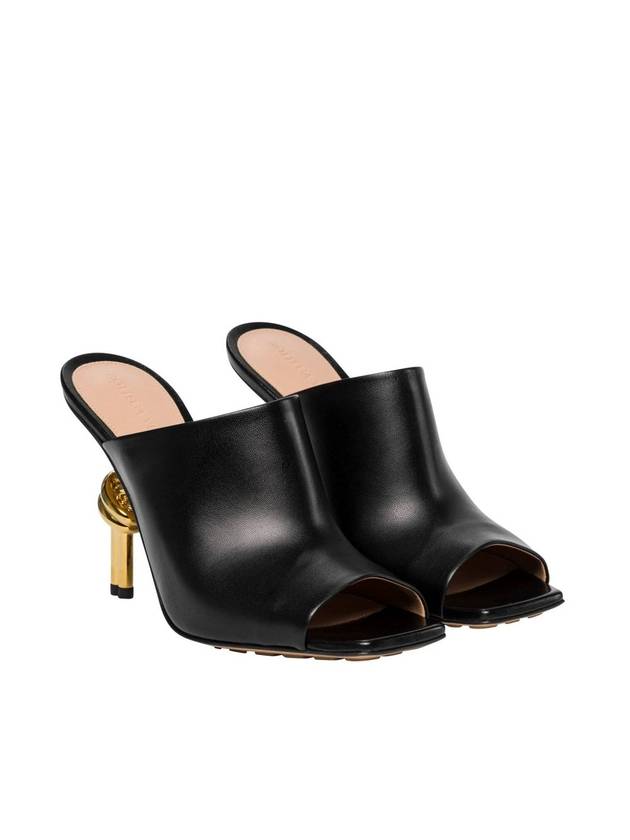 Bottega Veneta Knot Leather Heels Mules Black