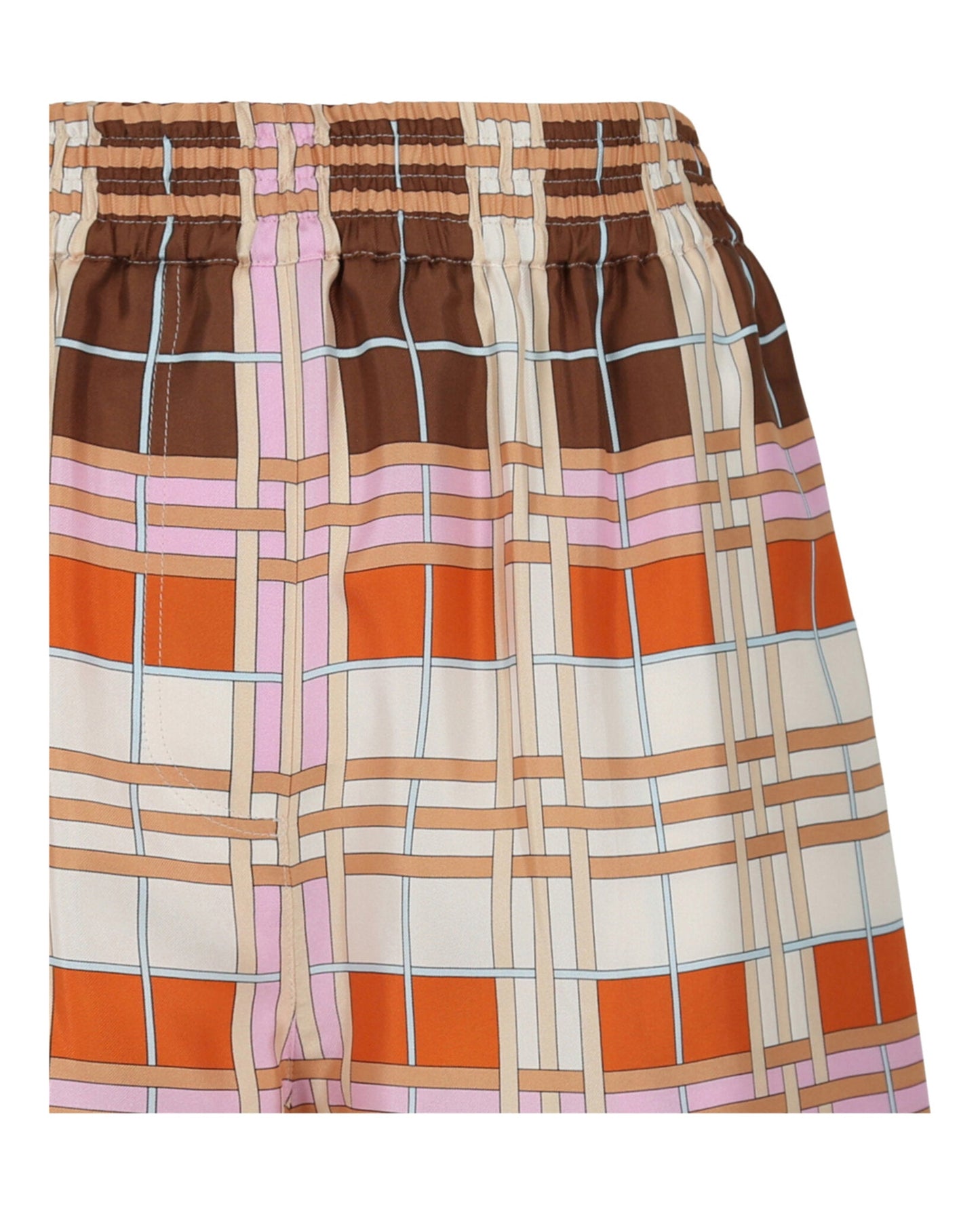 Abstract-Check Silk Shorts