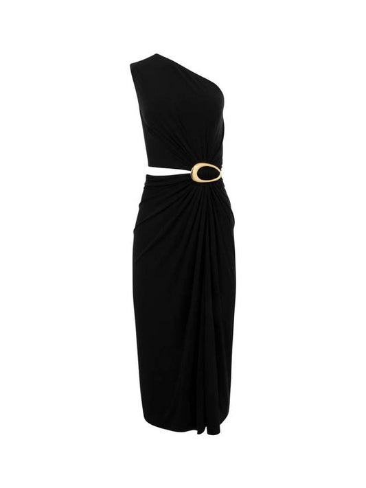 Bottega Veneta Crepe Viscose Jersey Midi Dress Black