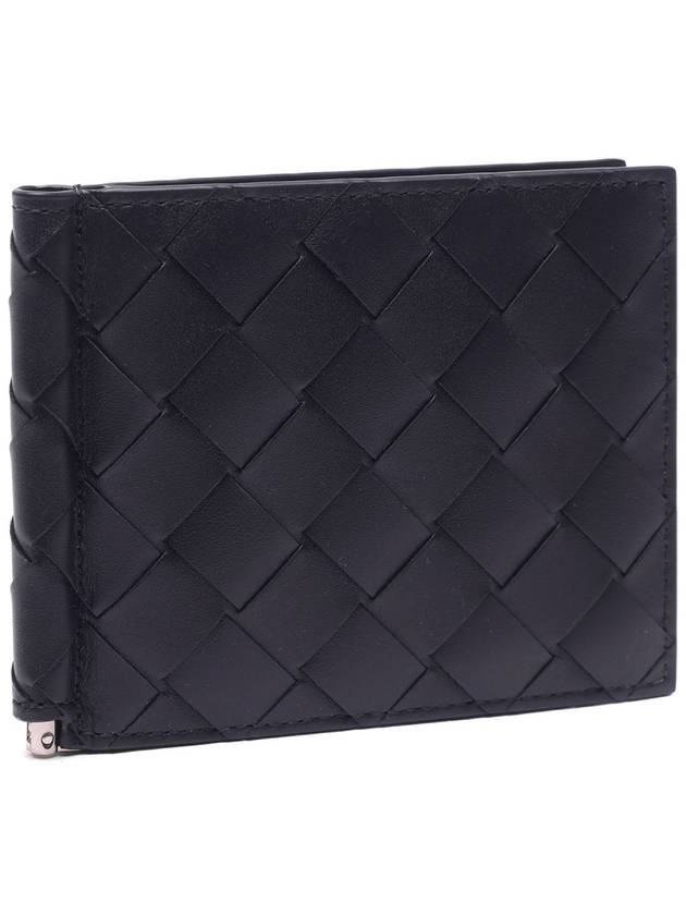 Bottega Veneta Intrecciato Bill Clip Card Wallet Navy