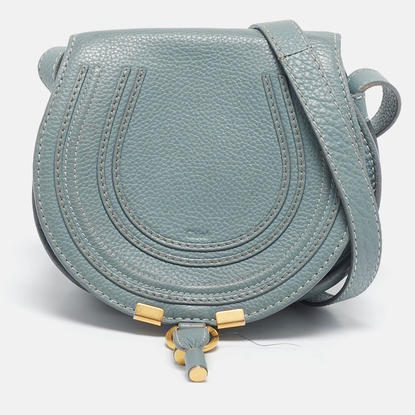 Chloe Light Blue Leather Mini Marcie Crossbody Bag