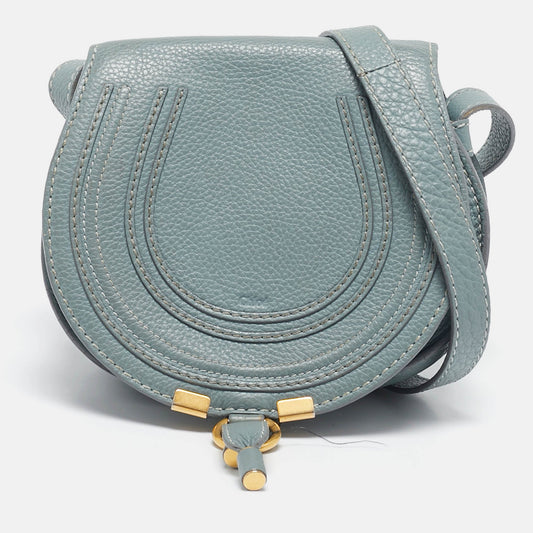 Chloe Light Blue Leather Mini Marcie Crossbody Bag