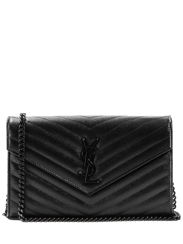 Saint Laurent Monogram Envelope Chain Wallet Cross Bag Black