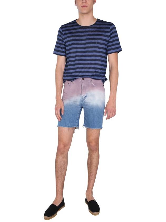 Saint Laurent gradient loose fit denim shorts